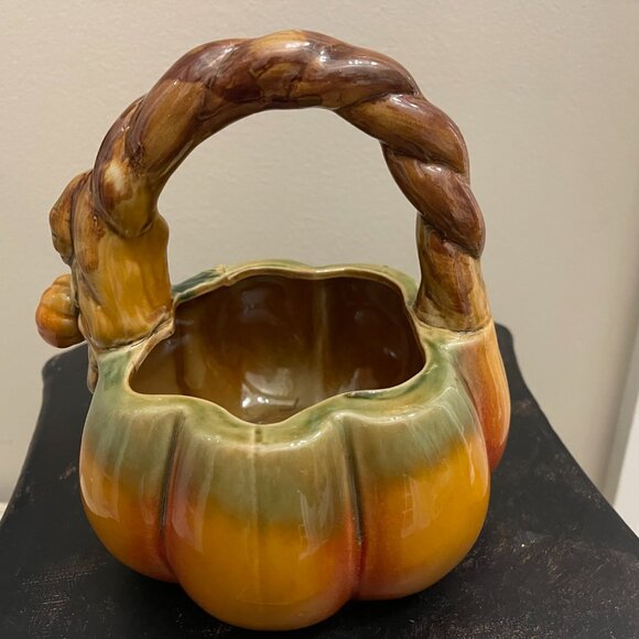 Pumpkin Ceramic Basket, EUC - Picture 5 of 7